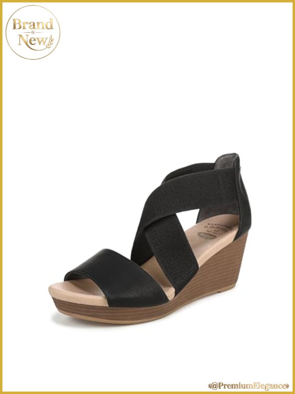 Womens Strappy Wedge Sandals Faux Leather Criss Cross Slip On Open Toe 2.5 Inch